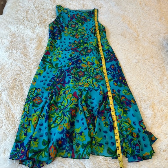 Ralph Lauren Women’s Floral Blue Green Sleeveless Dress Size: 8 - Picture 3 of 8